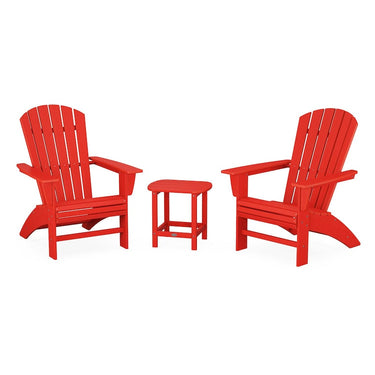 POLYWOOD Nautical 3-Piece Curveback Adirondack Set - Sunset Red